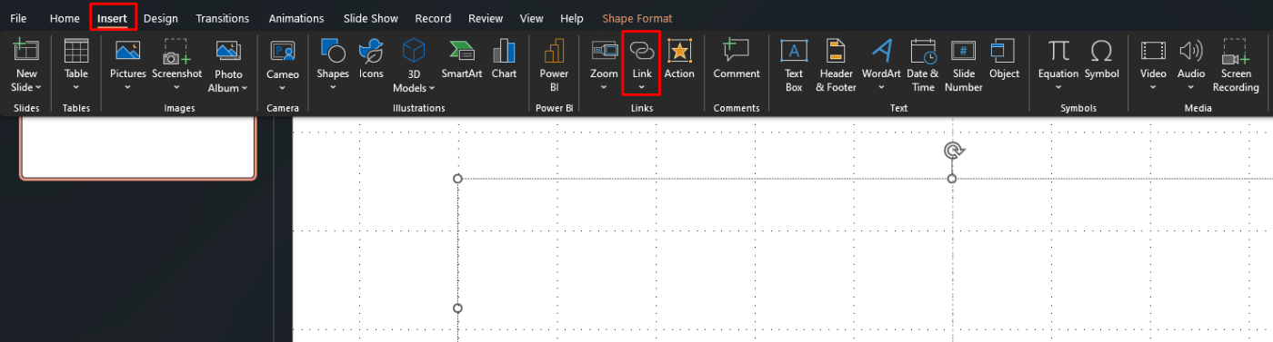 Insert hyperlink in PowerPoint