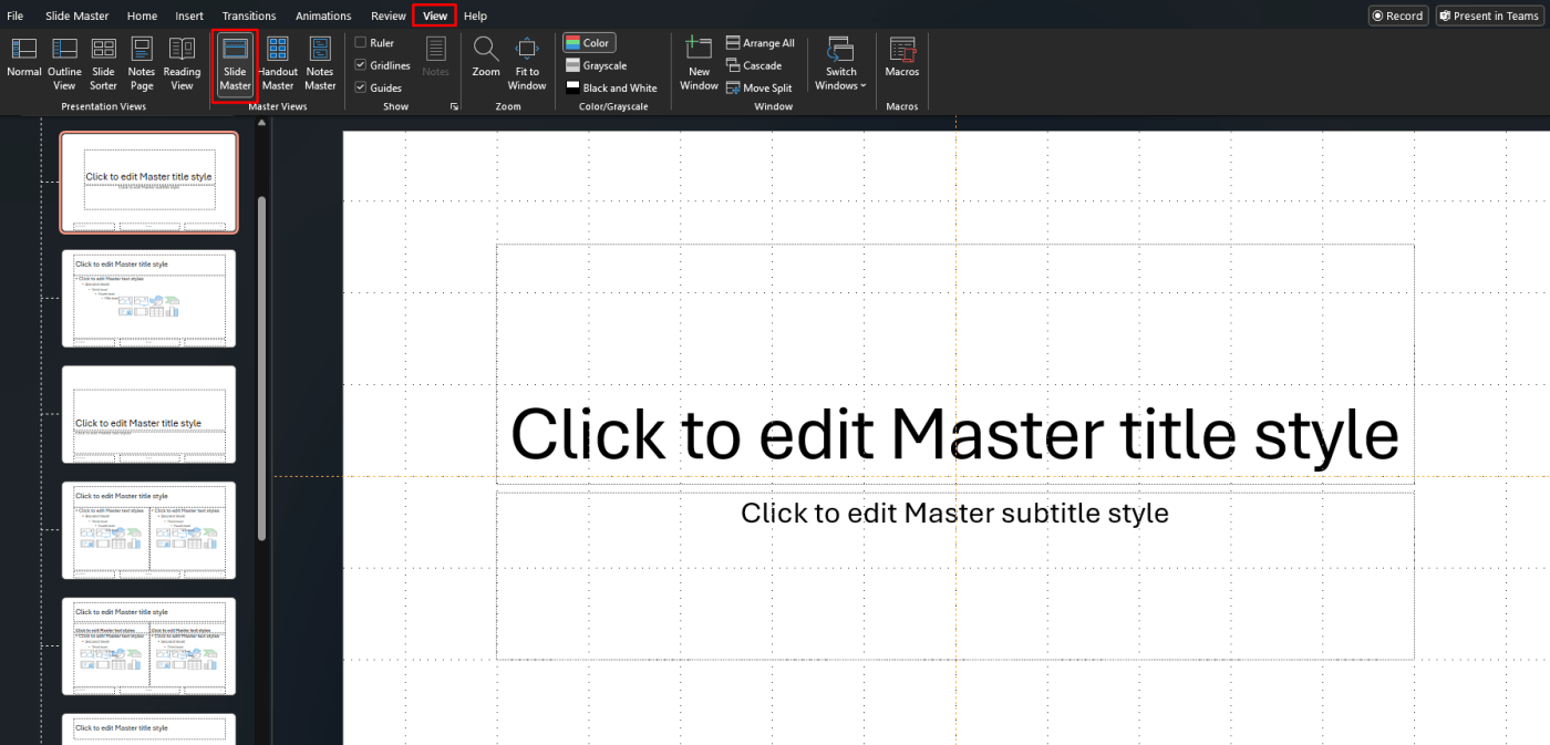 Open Slide Master in PowerPoint
