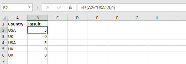 Simple IF formula example in Excel