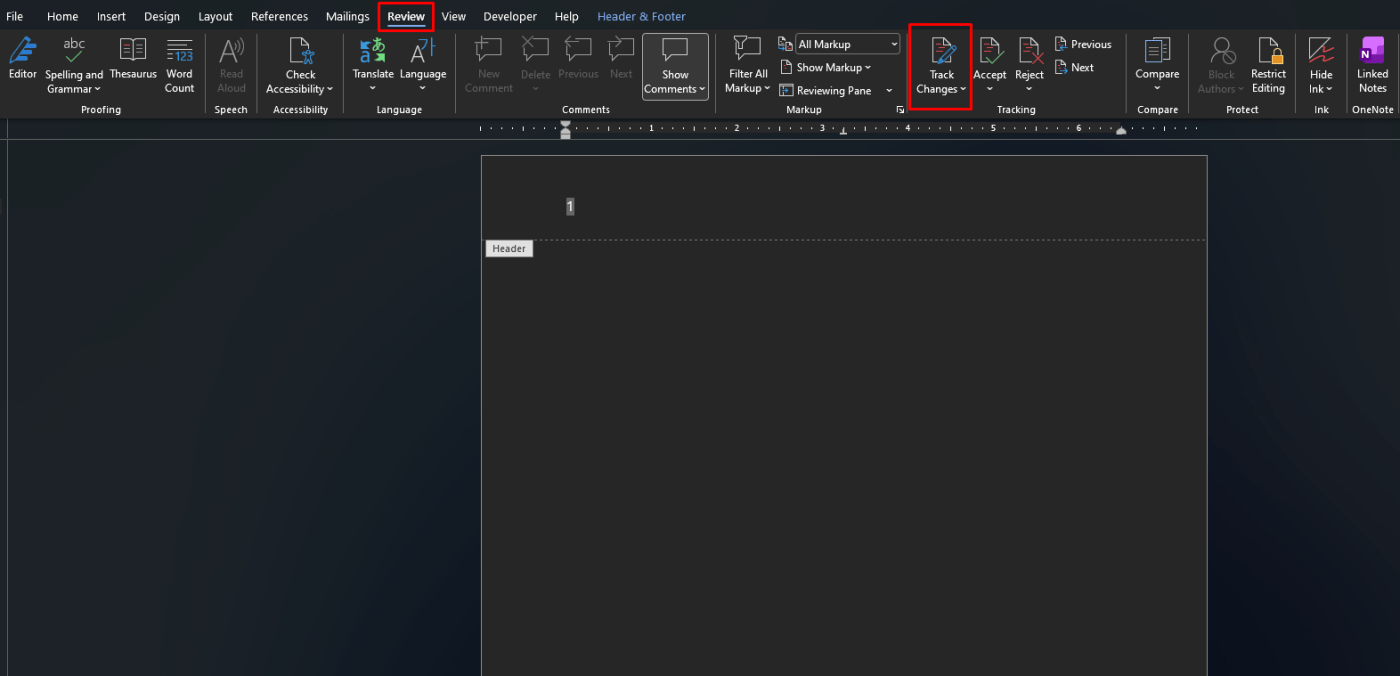 Turn on Track Changes in Microsoft Word
