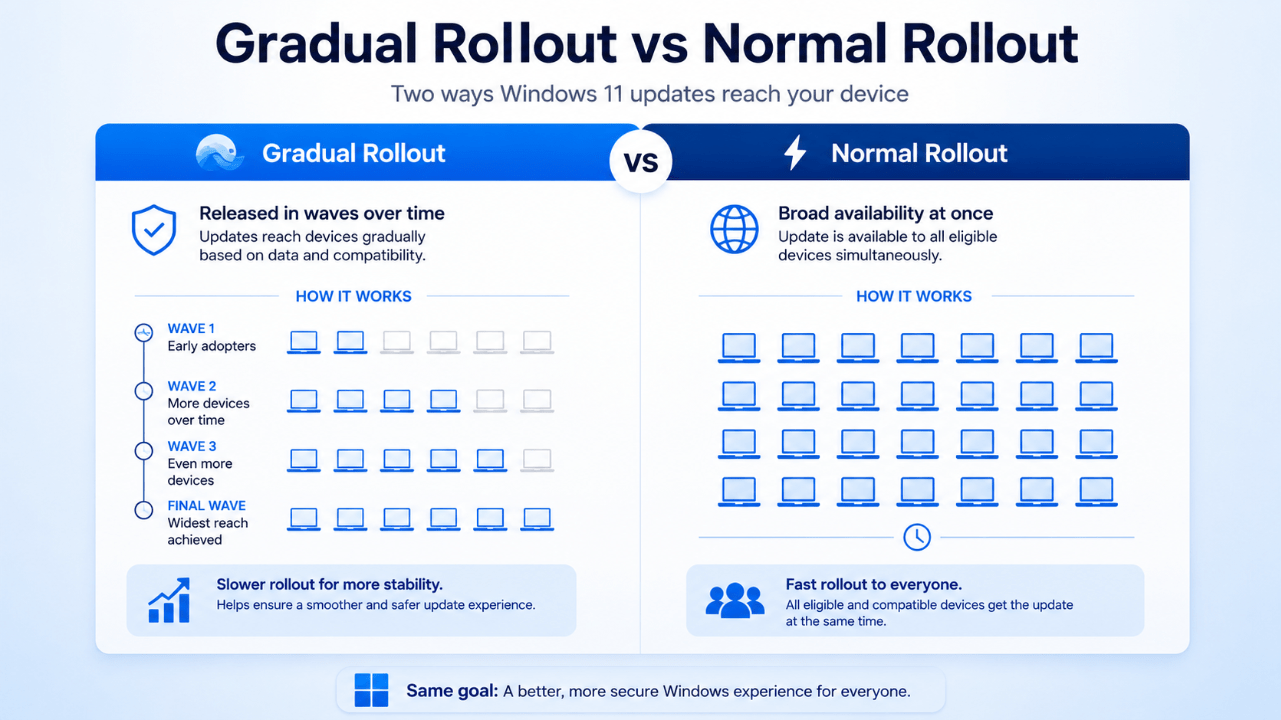 Gradual rollout vs normal rollout in Windows 11