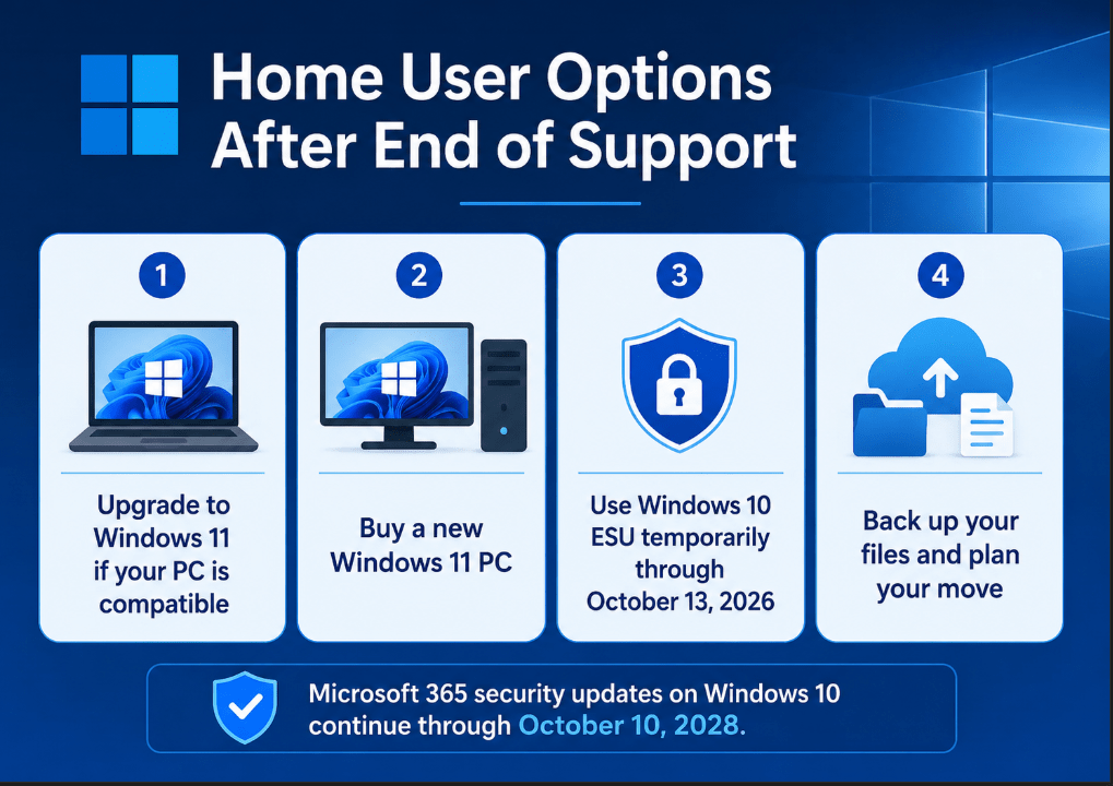 Home user options after support ends