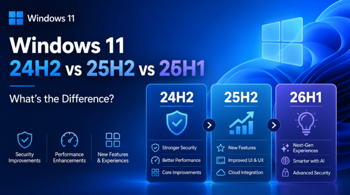 Windows 11 24H2 vs 25H2 vs 26H1