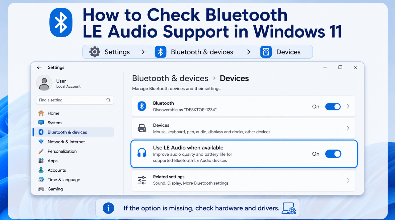 How to check Bluetooth LE Audio support in Windows 11