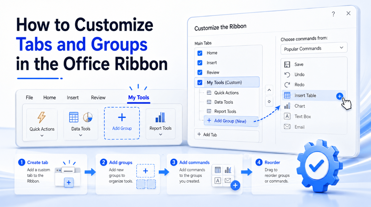 How to customize tabs and groups in the Microsoft Office Ribbon