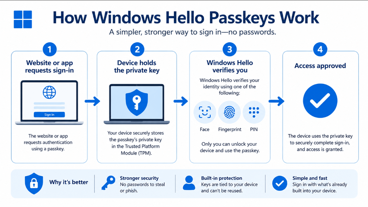 How Windows Hello passkeys work