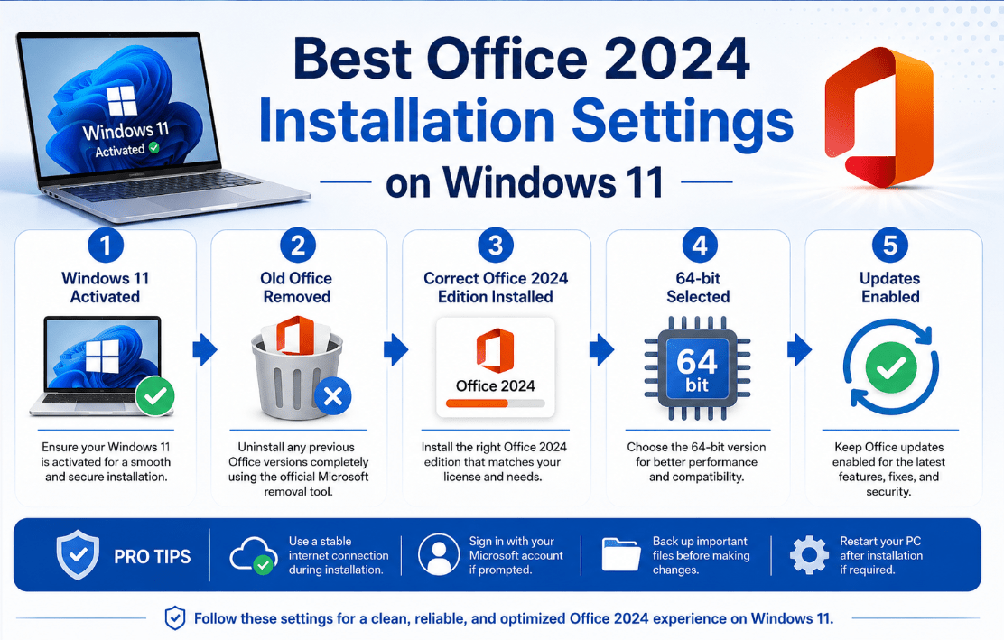 Best Office 2024 installation settings on Windows 11