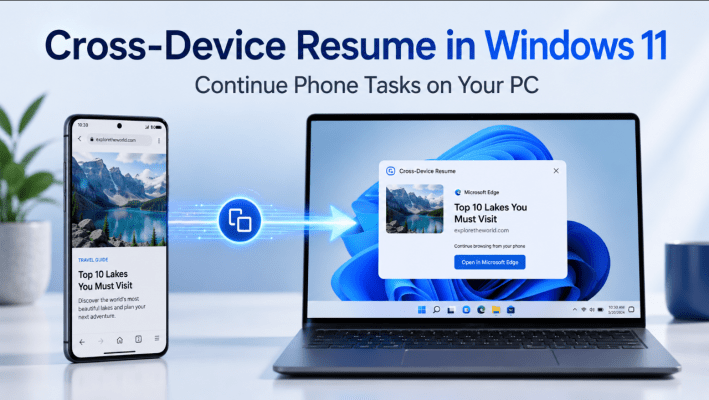 Cross-Device Resume in Windows 11 from Android phone to PC