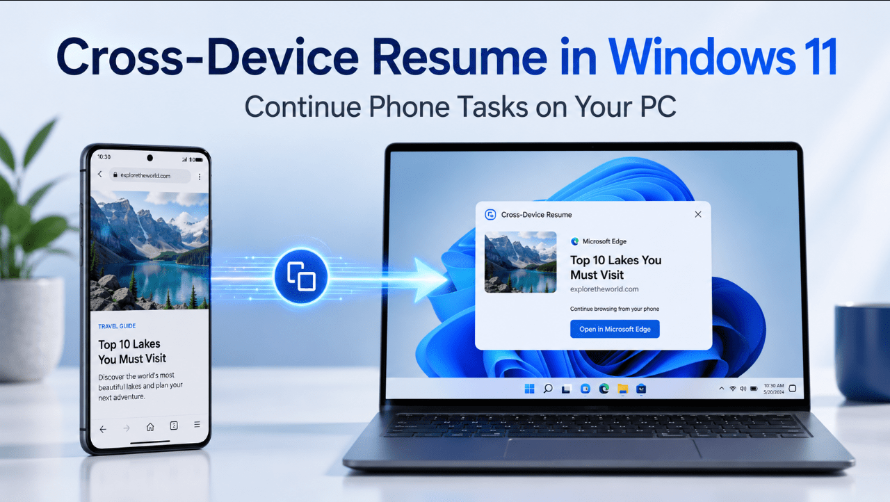 Cross-Device Resume in Windows 11 from Android phone to PC