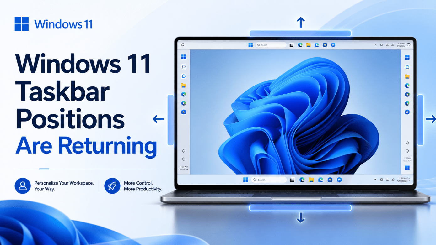 Windows 11 taskbar positions