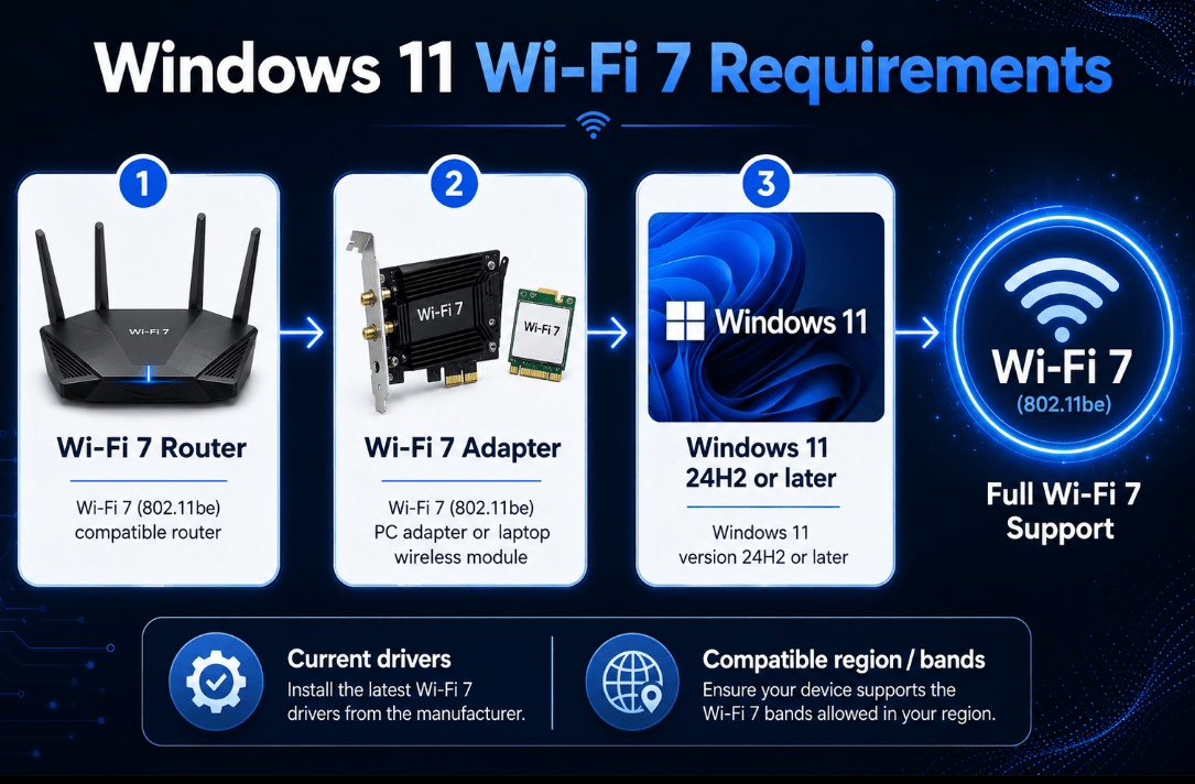 Windows 11 Wi-Fi 7 hardware and software requirements