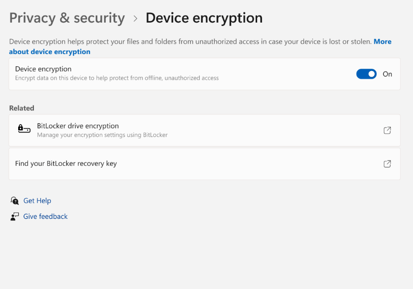 Check for Device Encryption