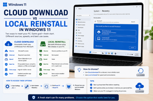 Cloud Download vs Local Reinstall in Windows 11