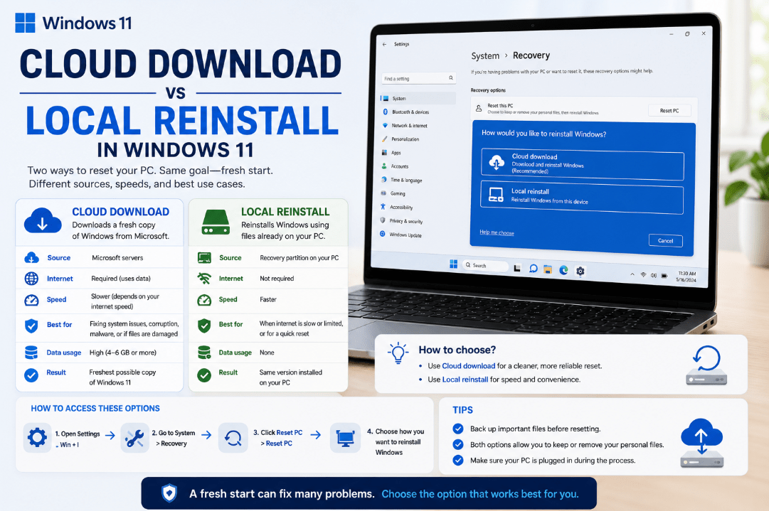 Cloud Download vs Local Reinstall in Windows 11