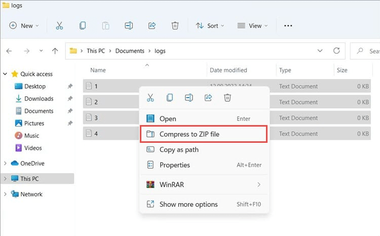 Create an Archive in Windows 11