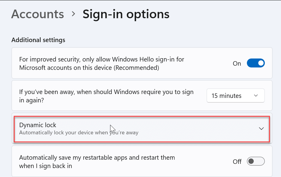 Set Up Dynamic Lock