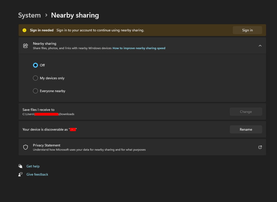 Turn On Nearby Sharing in Windows 11