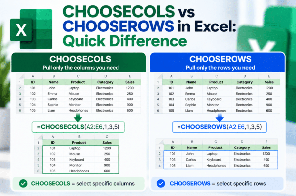 CHOOSECOLS vs CHOOSEROWS in Excel