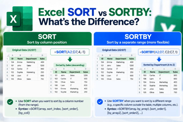 Excel SORT vs SORTBY