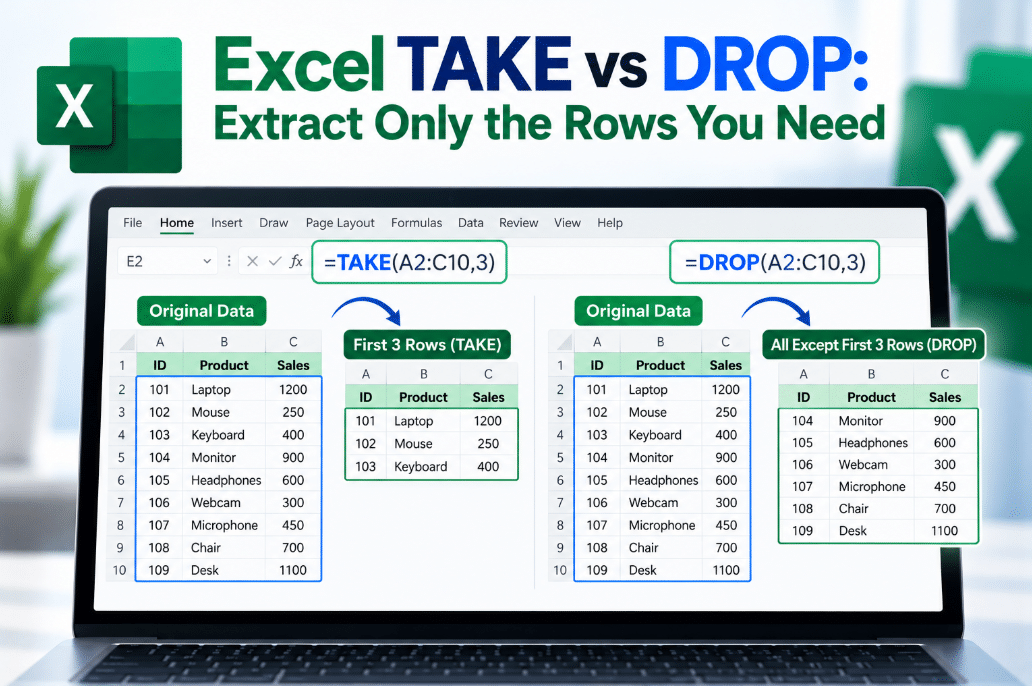 Excel TAKE vs DROP