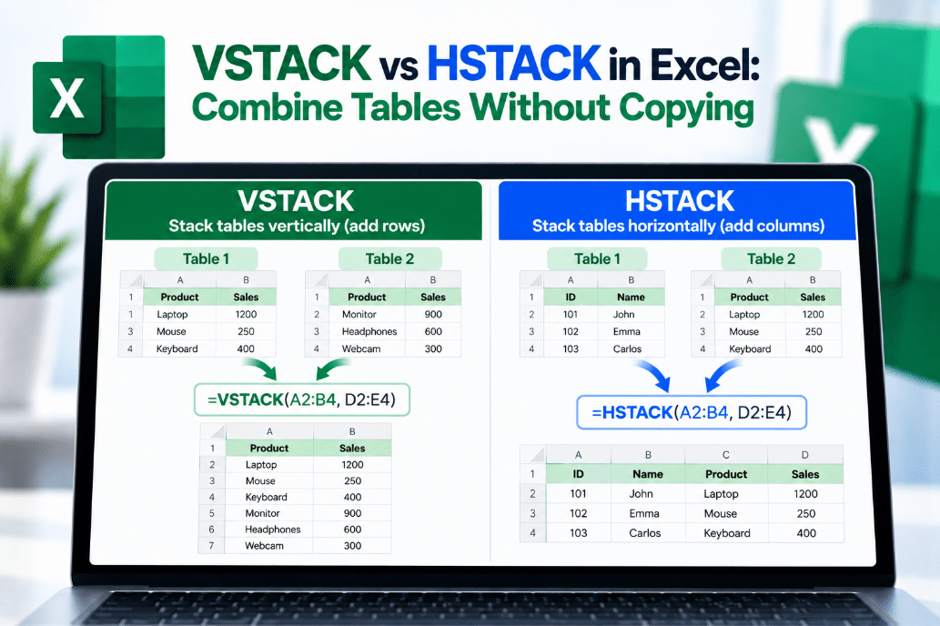 VSTACK vs HSTACK in Excel