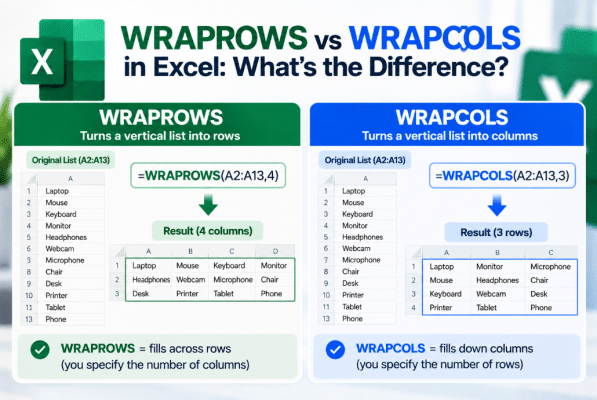 WRAPROWS vs WRAPCOLS in Excel