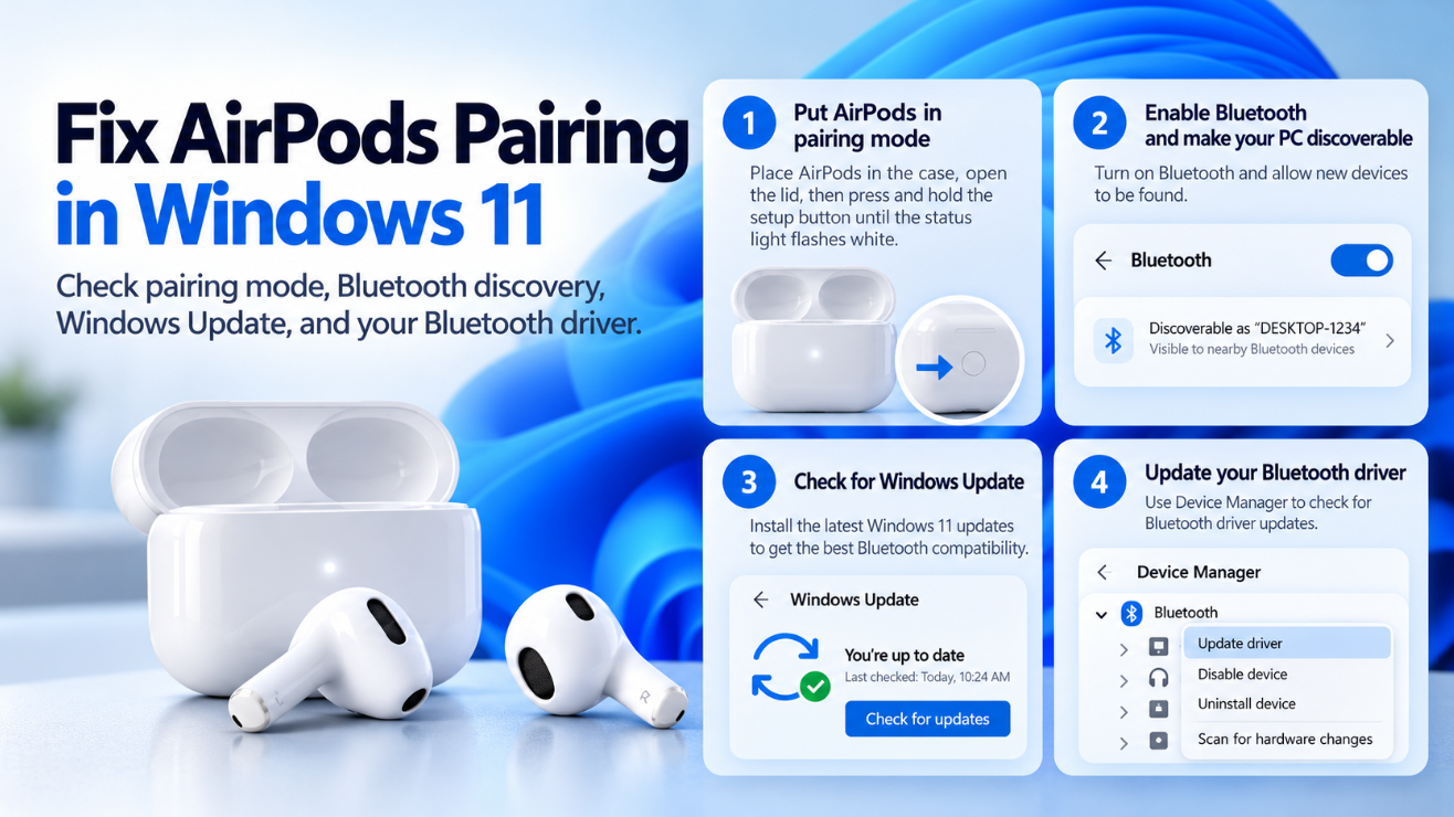 AirPods not connecting Windows 11 Bluetooth troubleshooting