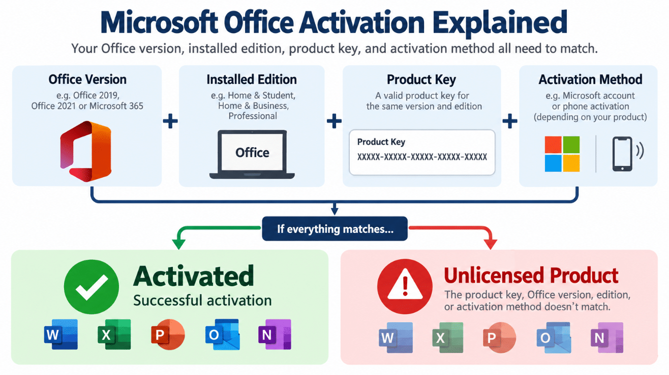 Microsoft Office product key activation