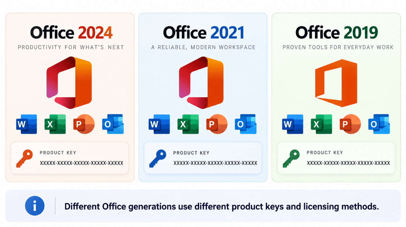 Microsoft Office 2024 2021 2019 product keys