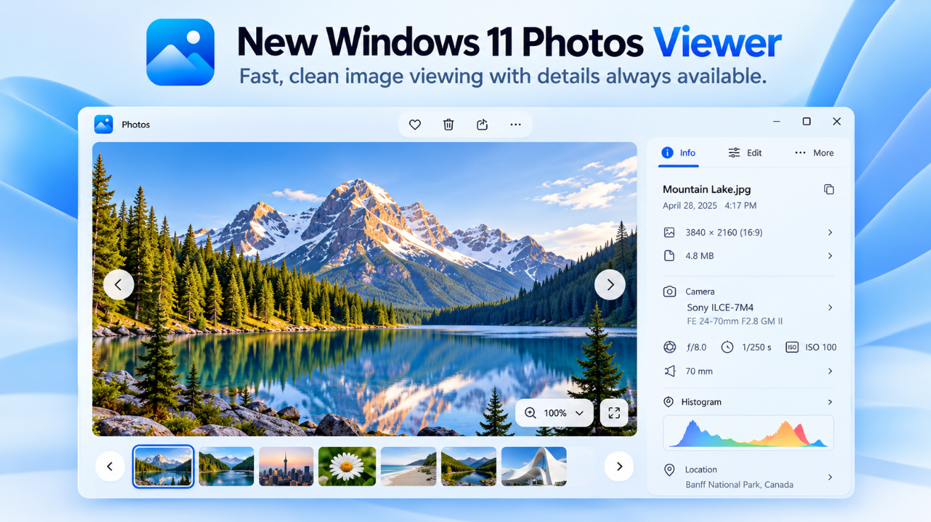 Windows 11 Photos App 2026 redesigned Viewer