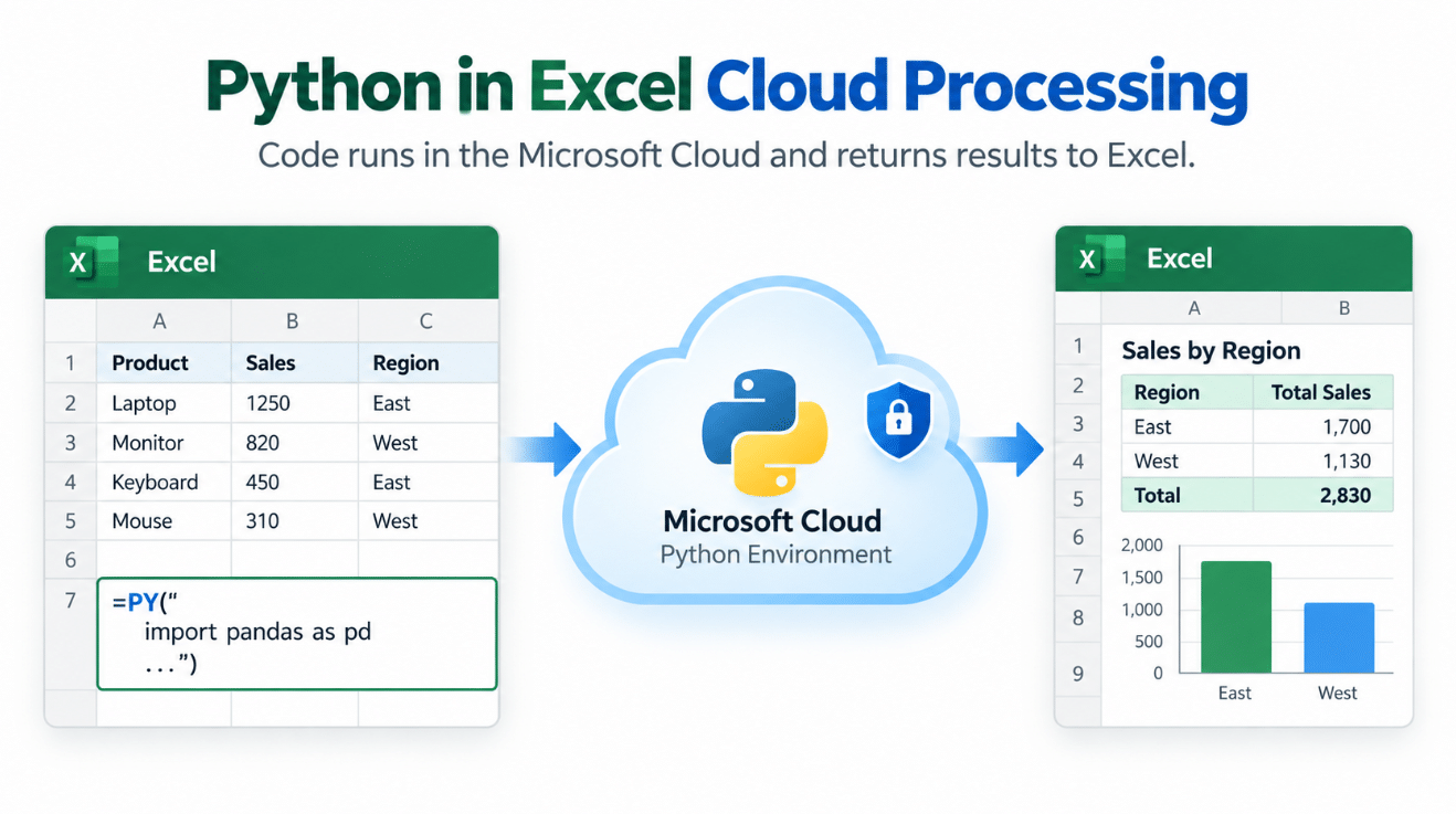 Python in Excel runs in the Microsoft Cloud