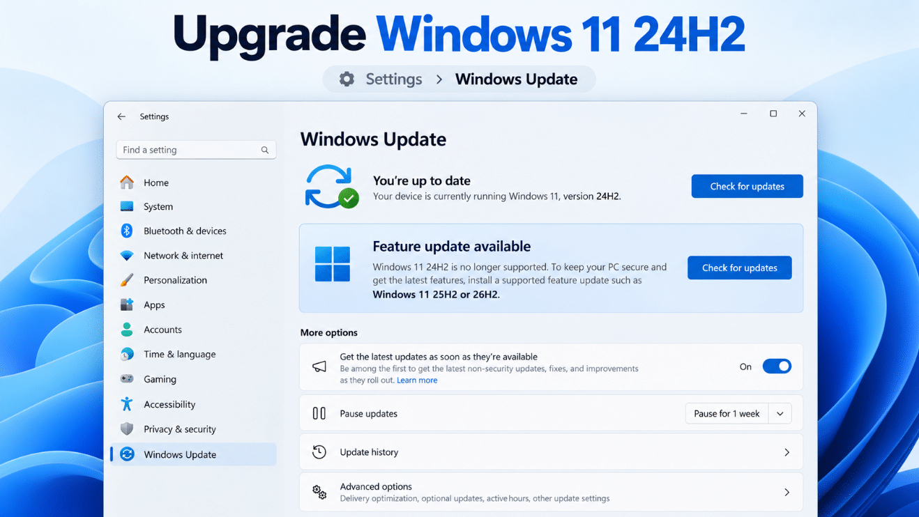 Upgrade Windows 11 24H2 through Windows Update