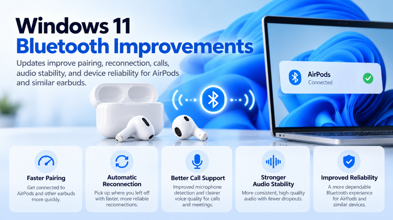 Windows 11 Bluetooth AirPods pairing reconnection improvements